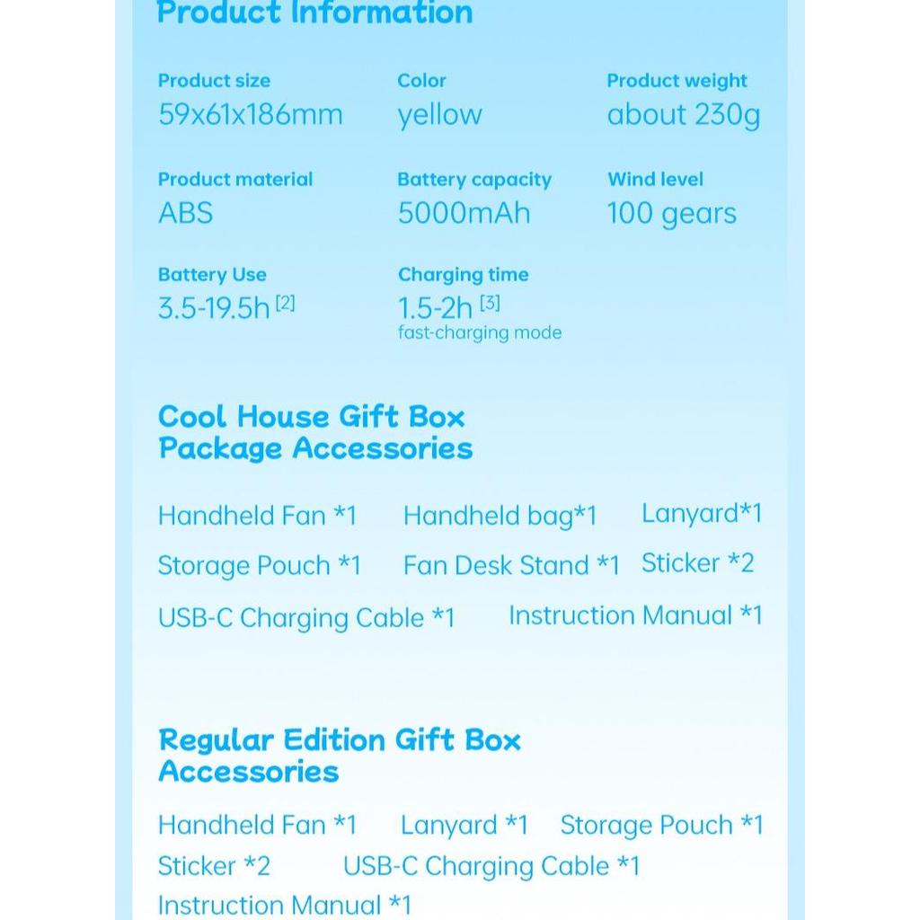 JISULIFE Handheld Fan Pro1 Butter bear Lunch Box