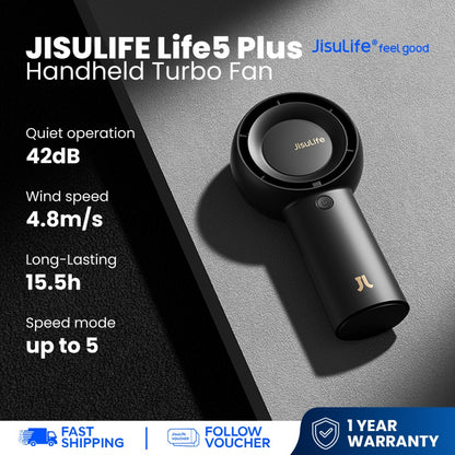 JISULIFE  Handheld Student Carry Fan FA43 Plus Black(6000mah)
