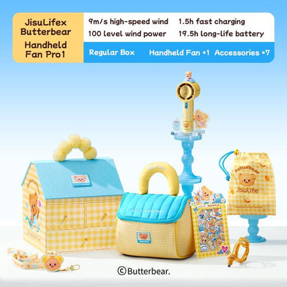 JISULIFE Handheld Fan Pro1 Butter bear Lunch Box