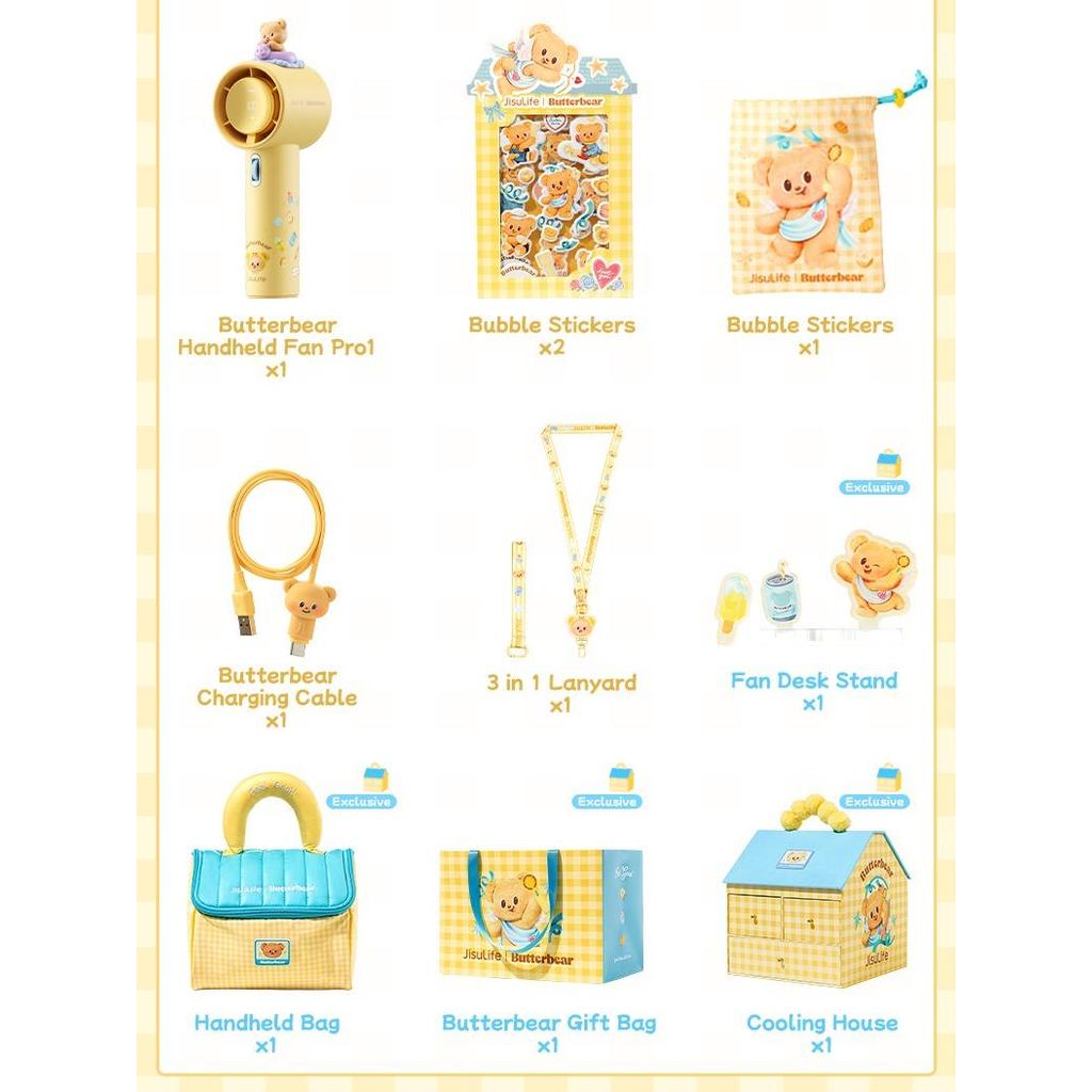 JISULIFE Handheld Fan Pro1 Butter bear Lunch Box