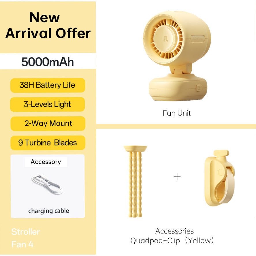 JISULIFE Stroller Fan  Life 4 Baby Fan Octopus Quadpod Clip Table Fans