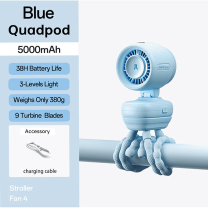 JISULIFE Stroller Fan  Life 4 Baby Fan Octopus Quadpod Clip Table Fans