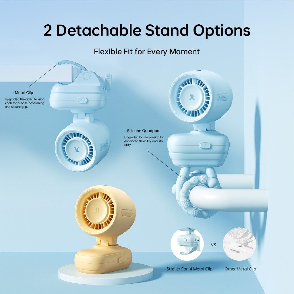 JISULIFE Stroller Fan  Life 4 Baby Fan Octopus Quadpod Clip Table Fans