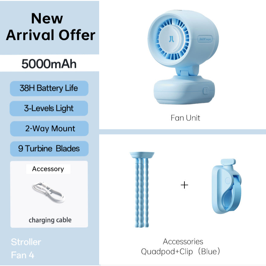 JISULIFE Stroller Fan  Life 4 Baby Fan Octopus Quadpod Clip Table Fans