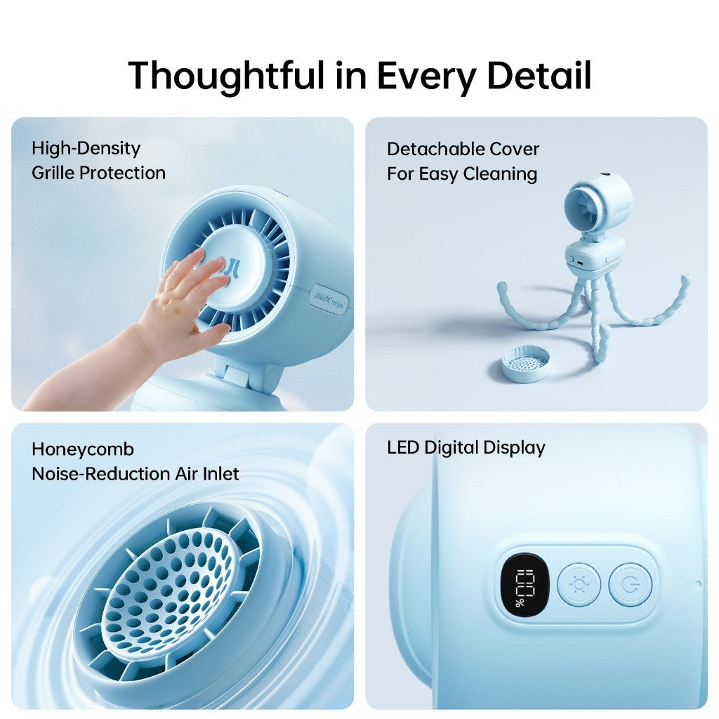 JISULIFE Stroller Fan  Life 4 Baby Fan Octopus Quadpod Clip Table Fans