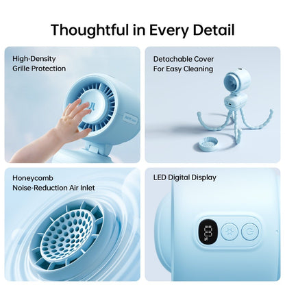 JISULIFE Stroller Fan  Life 4 Baby Fan Octopus Quadpod Clip Table Fans